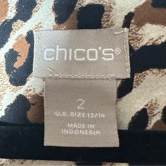 Chico’s Leopard Print Oversized Dolman Sleeve  Midi Dress Size 2 (12-14) - Picture 4 of 7